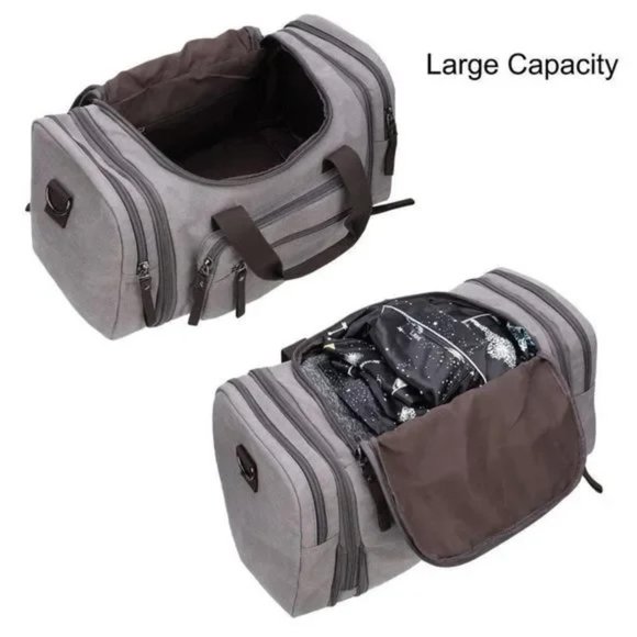 New Canvas Duffle Bag Large Capacity Grey - Picture 4 of 6